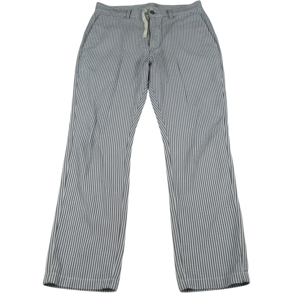 Alex Crane Bo Pants Mens 33 Navy White Stripe New Linen Trousers